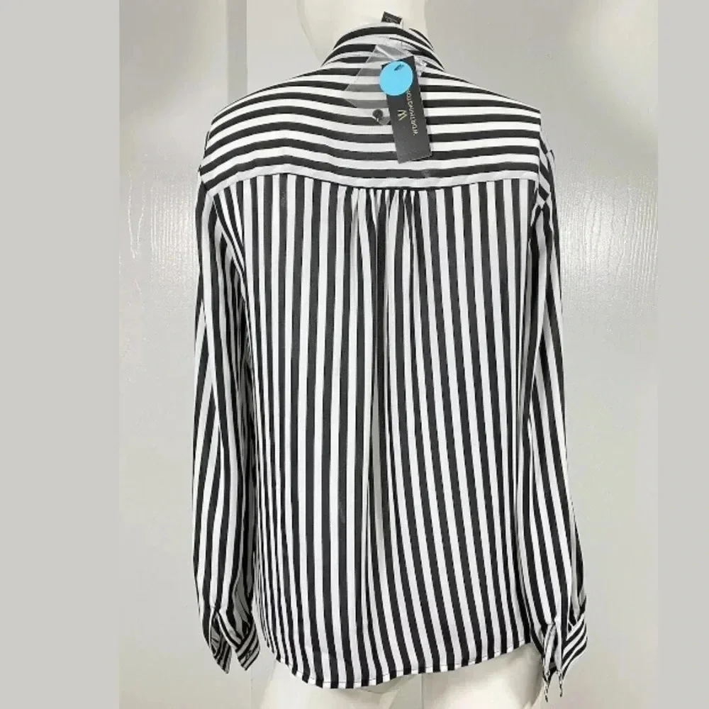 NWT Worthington Stripped Tie Neck Shirt Blouse Top size small long sleeve - Picture 5 of 7